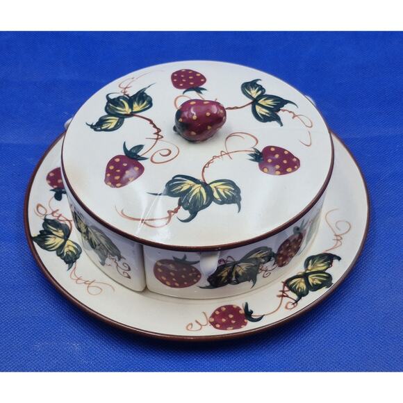 Vintage Fred Roberts Strawberry Jelly Jam Condiment Set 8 Pieces Japan - Picture 2 of 16